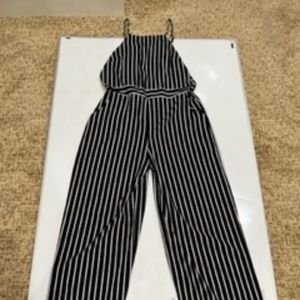Moa Moa Jumpsuit - Size L - Black and White Striped